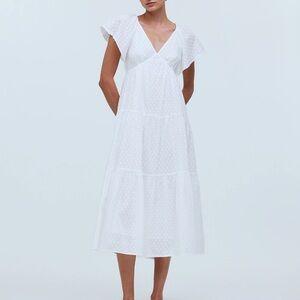 Madewell Tie-Back Flutter-Sleeve Tiered Midi Dress